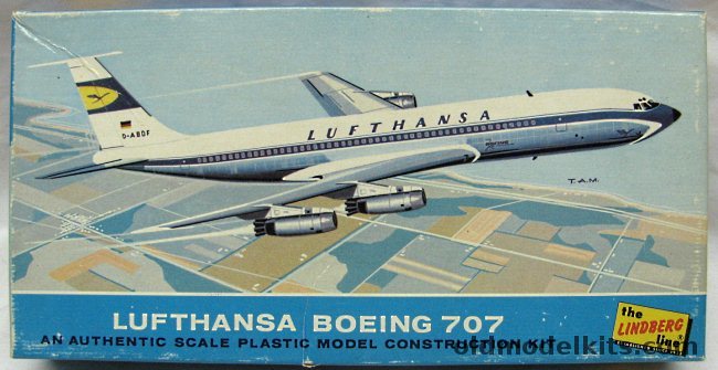 Lindberg 1/210 Lufthansa Boeing 707 - (Early Straight Turbo-Jet Version), 408-60 plastic model kit
